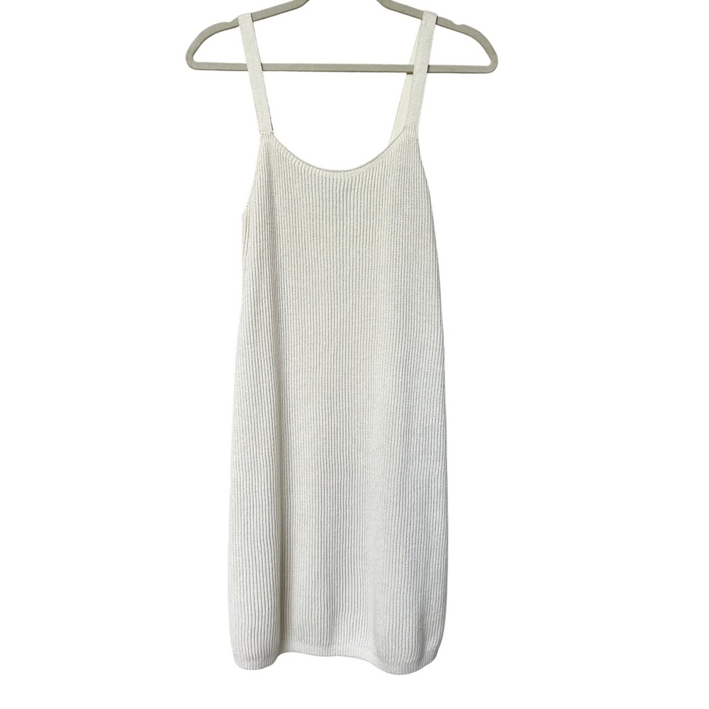 &‎ Other Stories Knit Dress S Cream Cotton Linen Ribbed Bridal Coastal Coverup